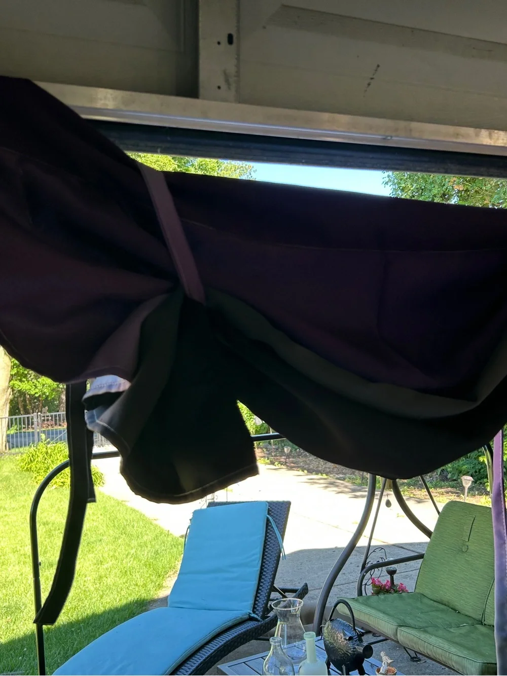 Ombré Purple to Black Tie-up Curtain Panel -